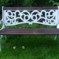 DIY refinished iron garden bench